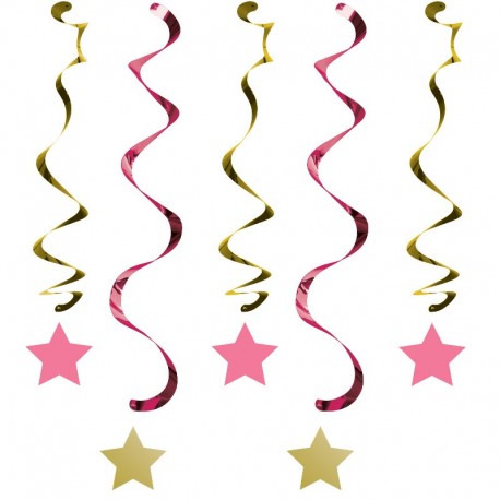 5 Decoraciones Colgantes Primer Año Niña estrellitas