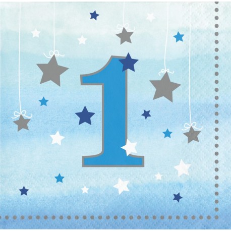 16 Servilletas Un Año Niño Little Star 25 cm