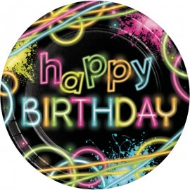 8 Platos Glow Party 23 cm