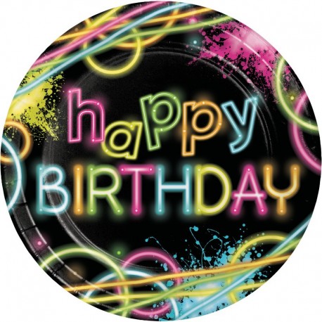 8 Platos Glow Party 23 cm