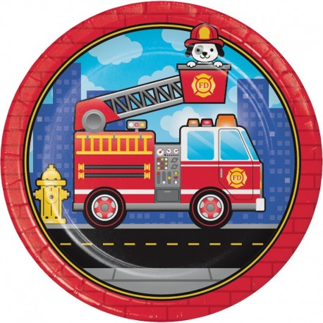 8 Platos Bombero 23 cm