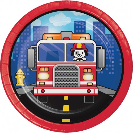 8 Platos Bombero 18 cm