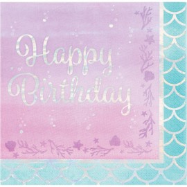 Servilletas Iridescente Happy Birthday Sirena