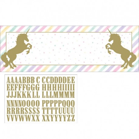Cartel Con Stickers Unicornio Foil Dorado