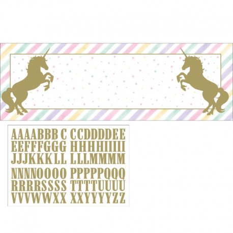 Cartel Con Stickers Unicornio Foil Dorado