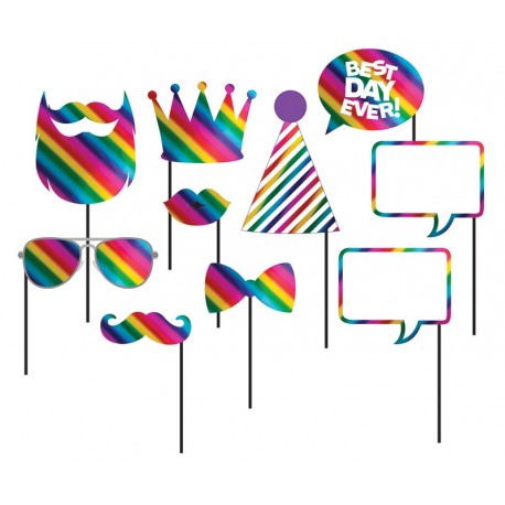 10 Accesorios Photocall Arcoiris de Colores Foil