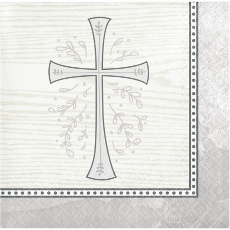 16 Servilletas Cruz Plateada 25 Cm
