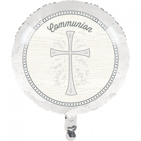 Globo Foil Cruz Plateada Comunión 45 Cm