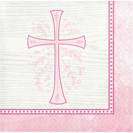 16 Servilletas Cruz Rosa 25 Cm