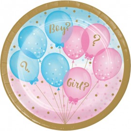 8 Platos Baby Shower Revelación Sexo 18 cm 8 Platos Baby Shower Revelación Sexo 18 cm