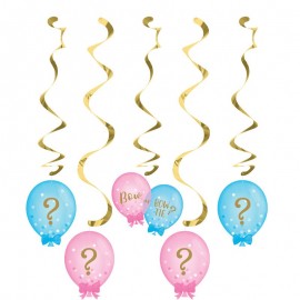 5 Decoraciones Colgantes Baby Shower Revelación Sexo