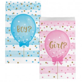 10 Bolsas de Papel Baby Shower Revelación Sexo