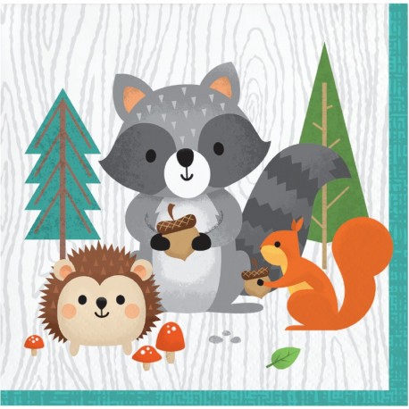 16 Servilletas Animalitos del Bosque 25 cm