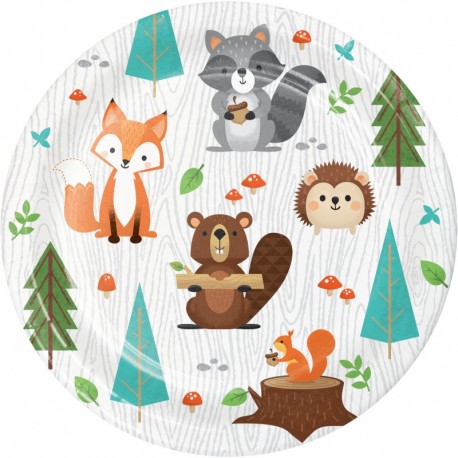 8 Platos Animalitos del Bosque 18 cm