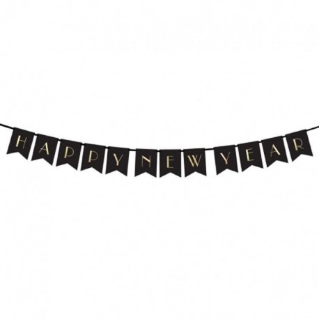 Guirnalda Happy New Year Negro 15 x 170 cm