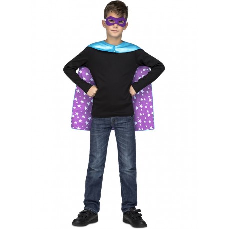 Capa Súper Héroe Azul Stars Infantil
