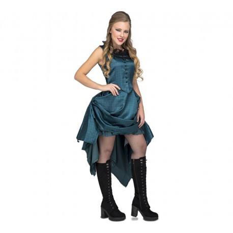 Disfraz de Chica Saloon Azul Adulto