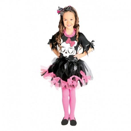 Disfraz Calavera Rosa y Negro para Niña