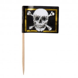 24 Palillos de Bandera Piratas 7 cm