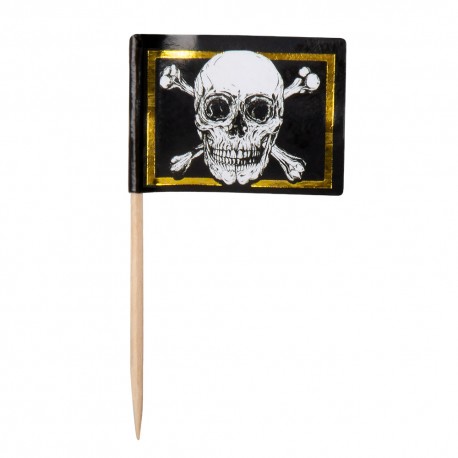 24 Palillos de Bandera Piratas 7 cm