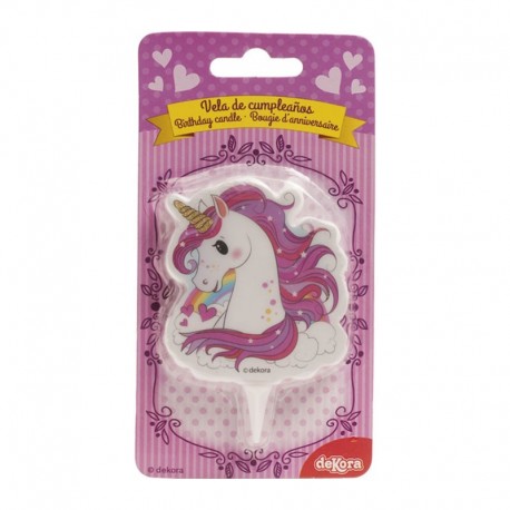 Vela 2D Unicornio Rosa