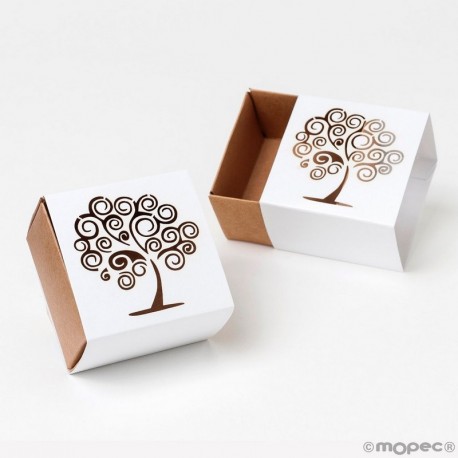 Caja Papel Cuadrada Árbol De La Vida, 6 x 4 x 6 cm