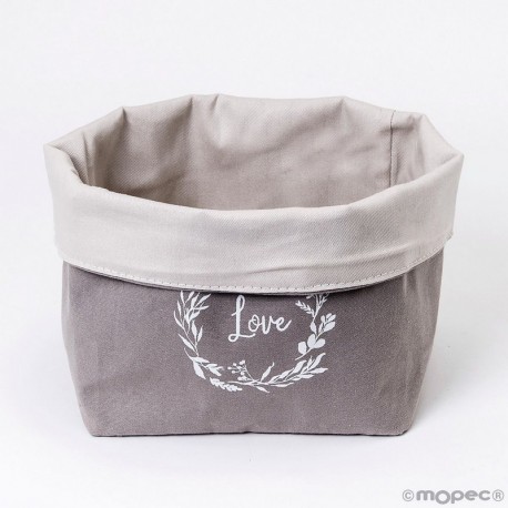 Panera De Algodón Gris Love 17 x 31 x 15 cm
