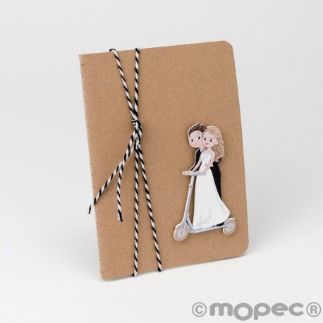 Libreta Novios Patinete Pop & Fun Cinta Bicolor 10 x 14 cm