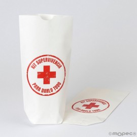 Bolsa Papel Blanco Kit Supervivencia 12 x 21 x 5 cm