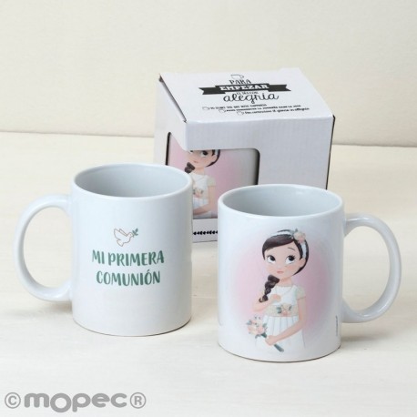 Taza Cerámica Comunión Niña Romántica