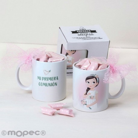 Taza Comunión Niña Romántica 7 Caramelos