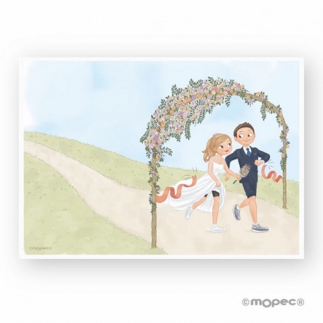 Lámina Para Firmas Novios Corriendo Boda 29,5 x 42 cm