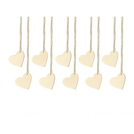 10 Etiquetas de Corazón de Madera