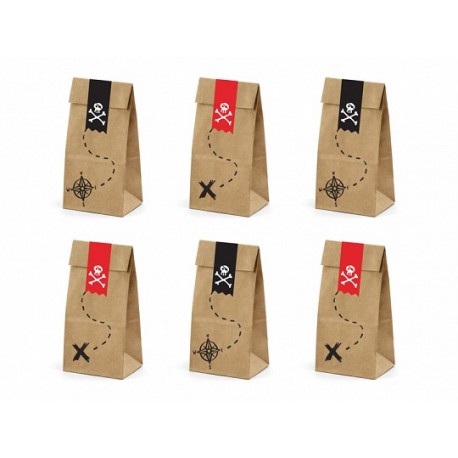 6 Bolsas Kraft de Piratas ARG