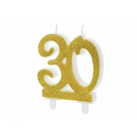 Vela 30 años con Purpurina Dorada