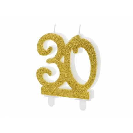 Vela 30 años con Purpurina Dorada