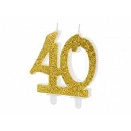 Vela 40 años con Purpurina Dorada