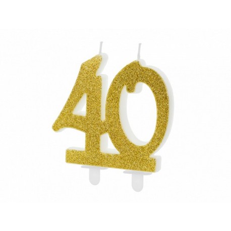 Vela 40 años con Purpurina Dorada