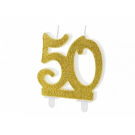 Vela 50 años con Purpurina Dorada