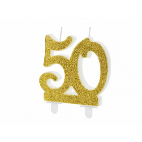Vela 50 años con Purpurina Dorada