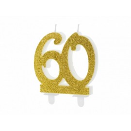 Vela 60 años con Purpurina Dorada