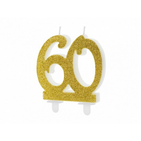 Vela 60 años con Purpurina Dorada