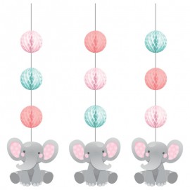 3 Colgantes Elefantito rosa