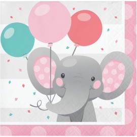 16 Servilletas Elefantito rosa 25 cm