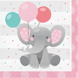 16 Servilletas Elefantito rosa 33 cm