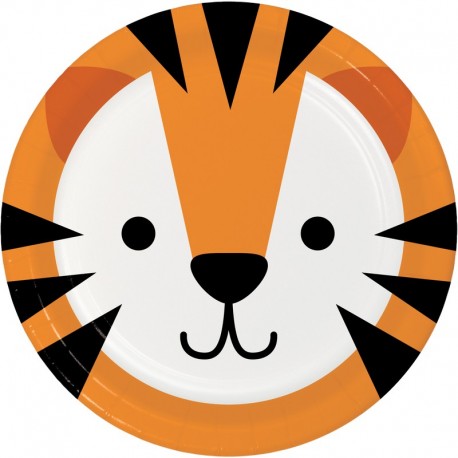 8 Platos Tigre Caras de Animalitos 23 cm