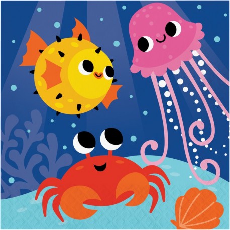 16 Servilletas Animales Marinos 33 cm