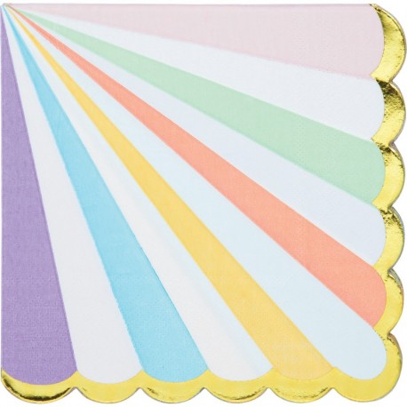 20 Servilletas Pastel Detalles Dorados 33 cm