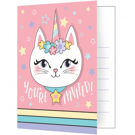 Invitaciones Unicornio Gatito