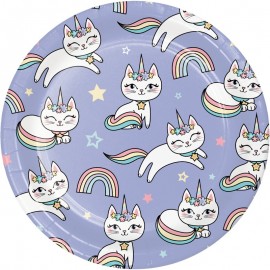 Platos Desechables Unicornio Gatito